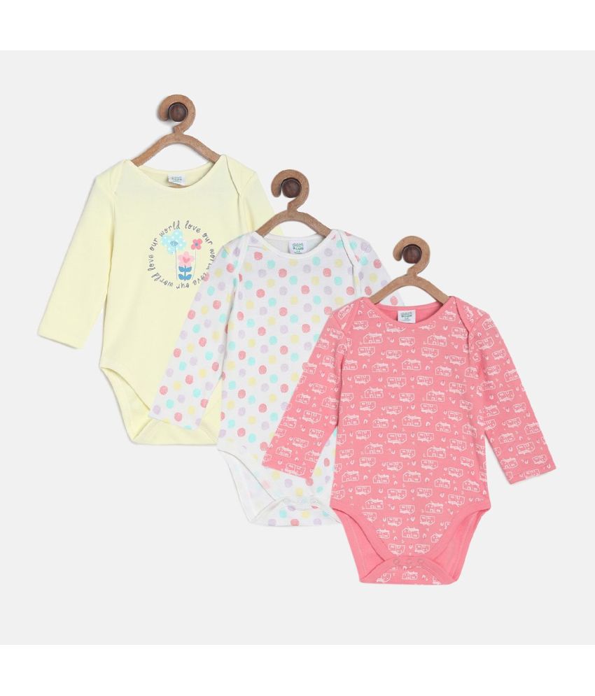     			MINI KLUB - Multi Color Cotton Bodysuit For Baby Girl ( Pack of 3 )