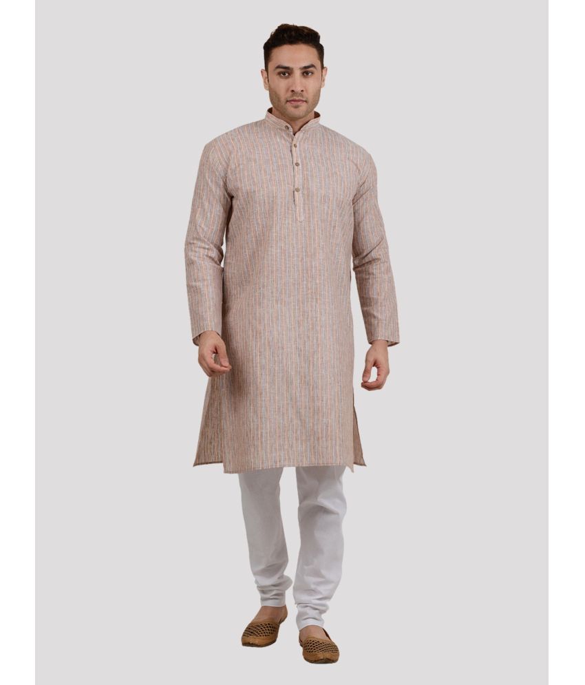     			Maharaja - Brown Linen Regular Fit Men's Kurta Pyjama Set ( Pack of 1 )