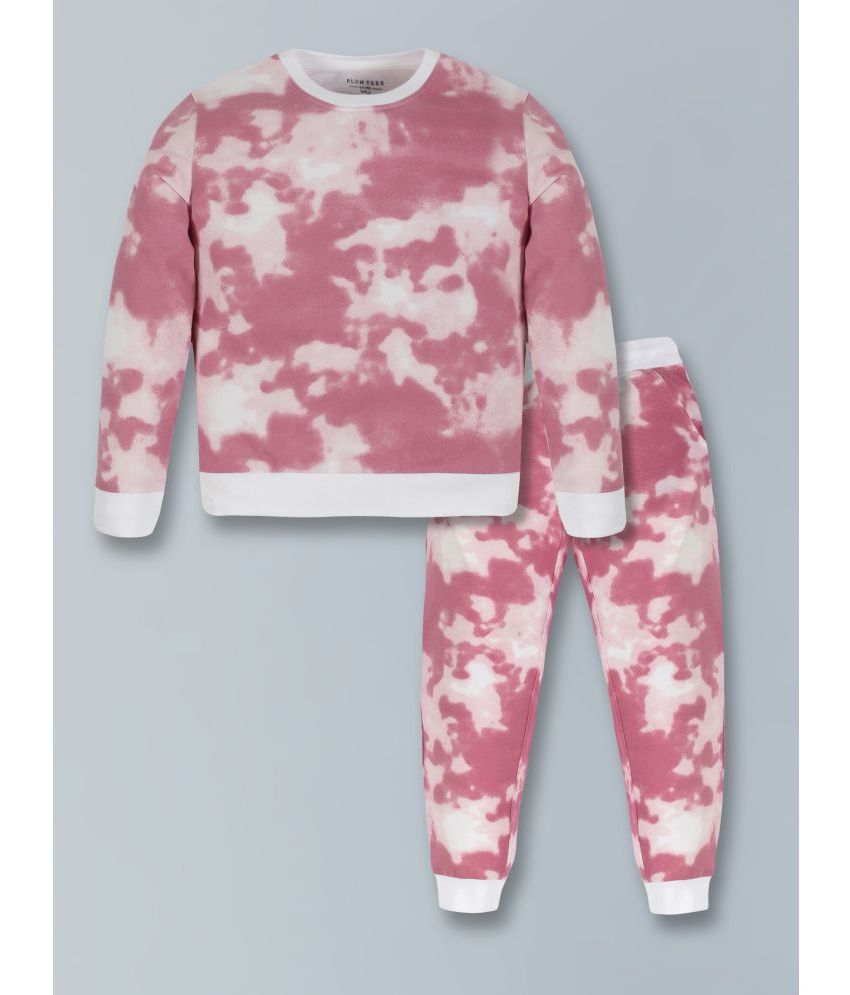     			PLUM TREE - Pink Cotton Blend Girls Sweatshirt With Joggers ( Pack of 1 )