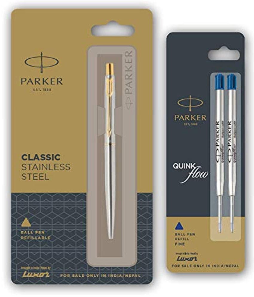     			Parker Classic Stainless Steel GT Ball Pen With Flow Combo Refill-Blue