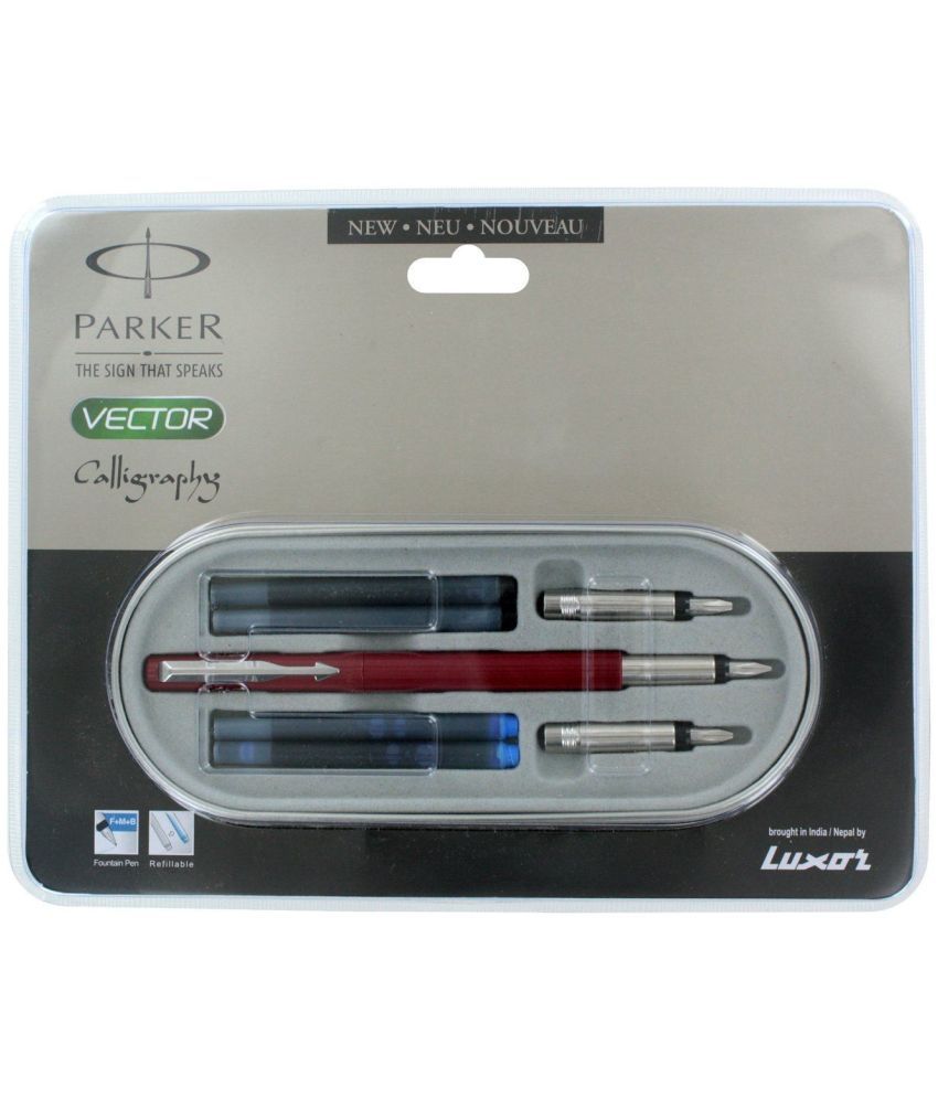     			Parker Vector Standard Calligraphy CT Fountain Pen Plus Ink_Red, Pack Of 3