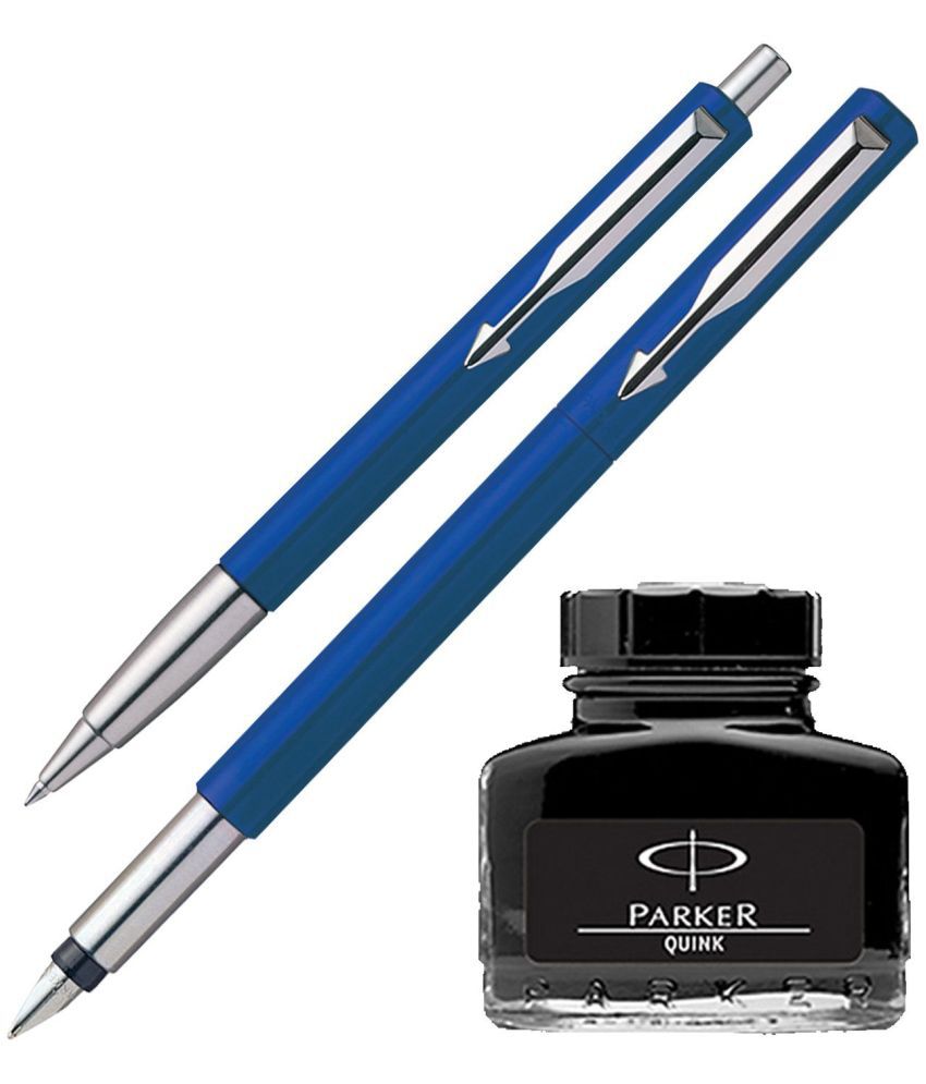     			Parker Vector Standard Sets Fountain Pen + Ball Pen - Blue + Quink Ink Bottle - Black (30ML)