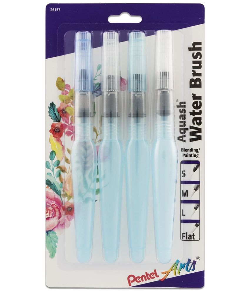     			Pentel Arts Aquash Water Brsh Assorted Tips, 4 Pack Carded (FRHBP4M)