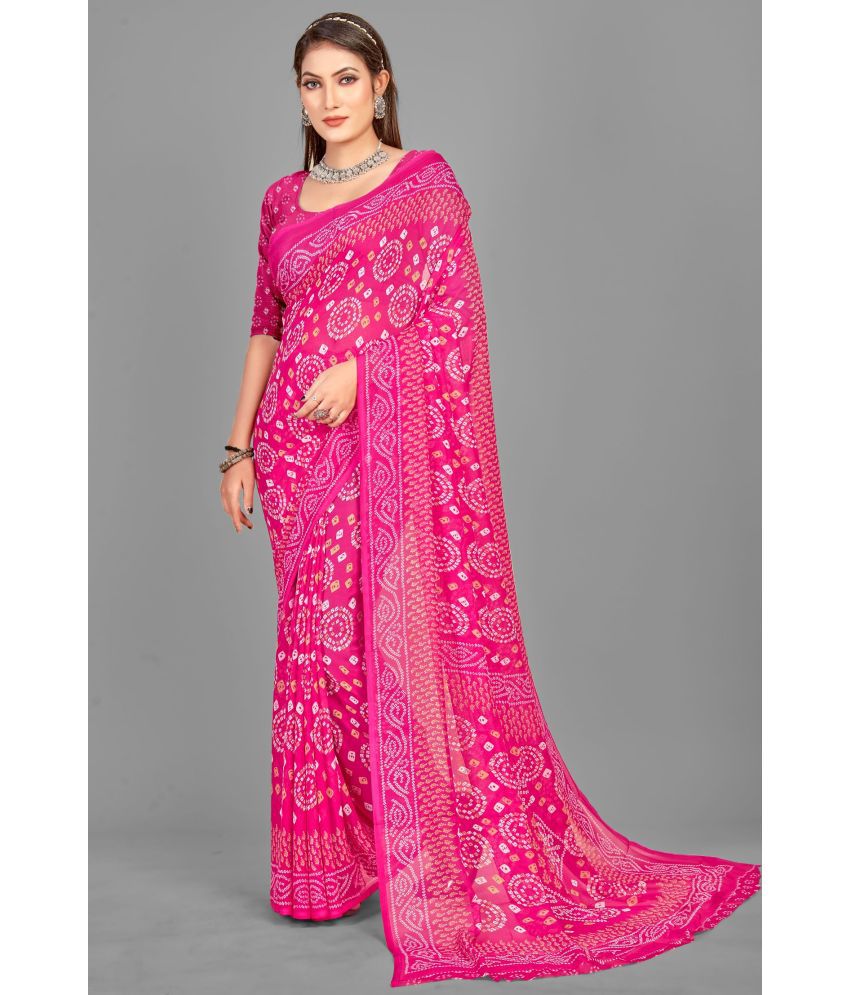     			Vichitro - Pink Georgette Saree With Blouse Piece ( Pack of 1 )