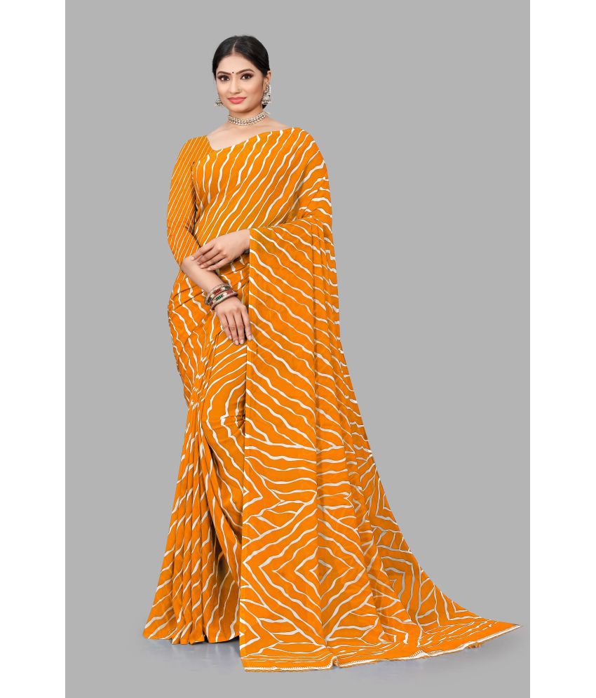     			Vichitro - Yellow Georgette Saree With Blouse Piece ( Pack of 1 )