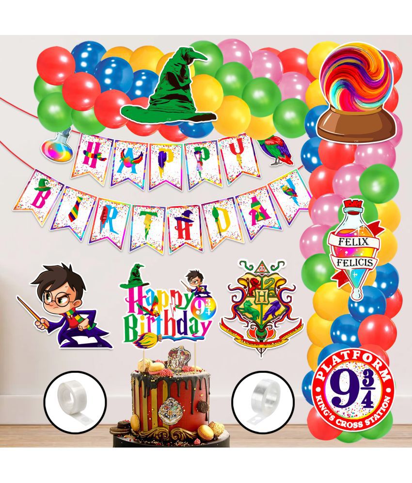     			Zyozi Multicolor Hari Pottar Birthday Decorations, Hari Pottar Birthday Party Decorations Include Banner,Balloon,Cake Topper,Cardstock Cutout (Pack of 60)