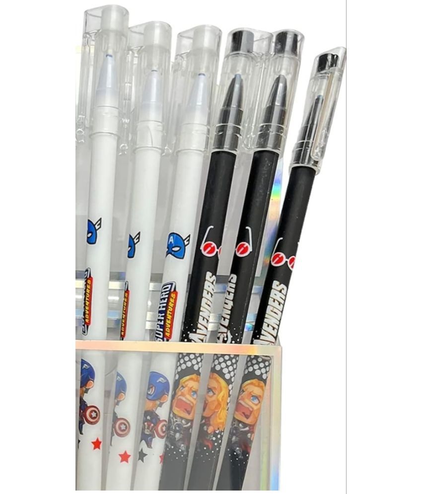     			2412 BUY SMART- 6 PC AVENGERS THEME Blue Ink Erasable Gel Pen Set with attached Magic Wipe Eraser( PACK OF 6Pcs)