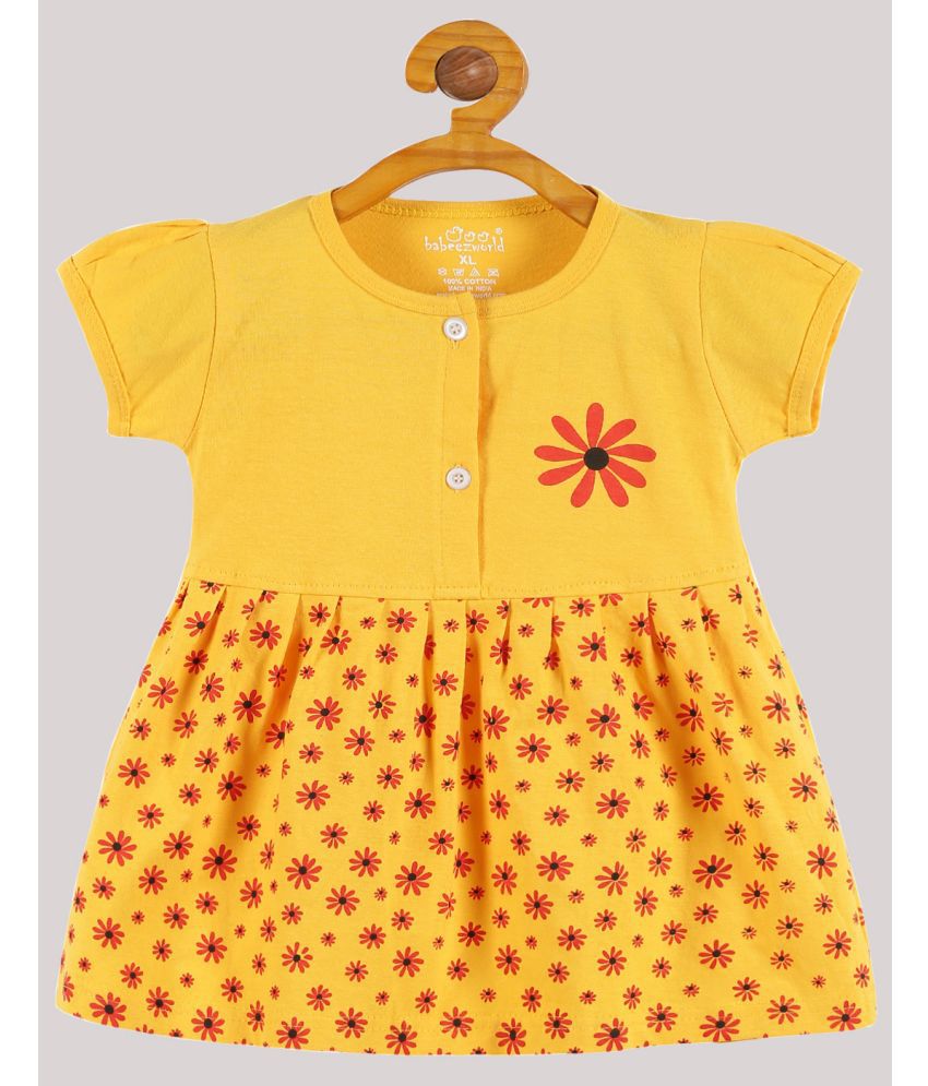     			Babeezworld - Yellow Cotton Baby Girl Dress ( Pack of 1 )