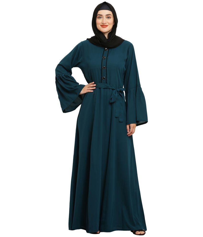     			Burbi Green Polyester Stitched Burqas without Hijab - Single