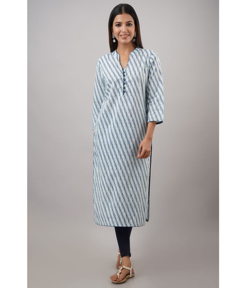     			FabbibaPrints - Blue Cotton Women's Straight Kurti ( Pack of 1 )