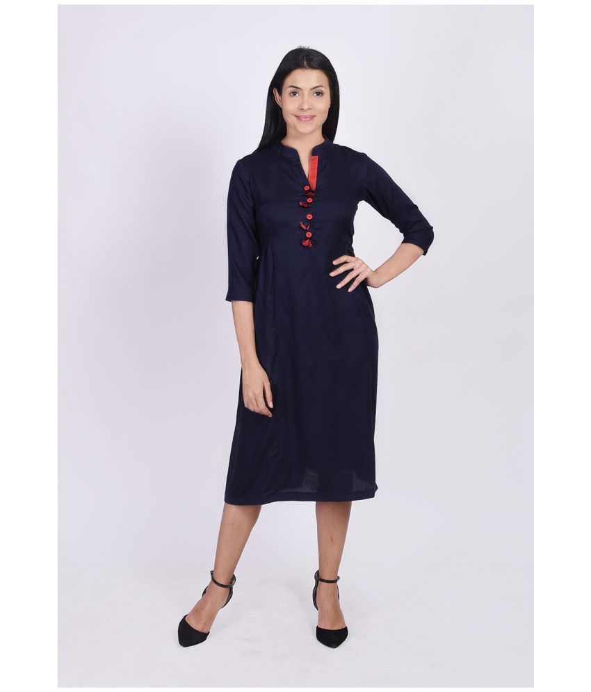     			FabbibaPrints - Navy Rayon Women's A-line Kurti ( Pack of 1 )