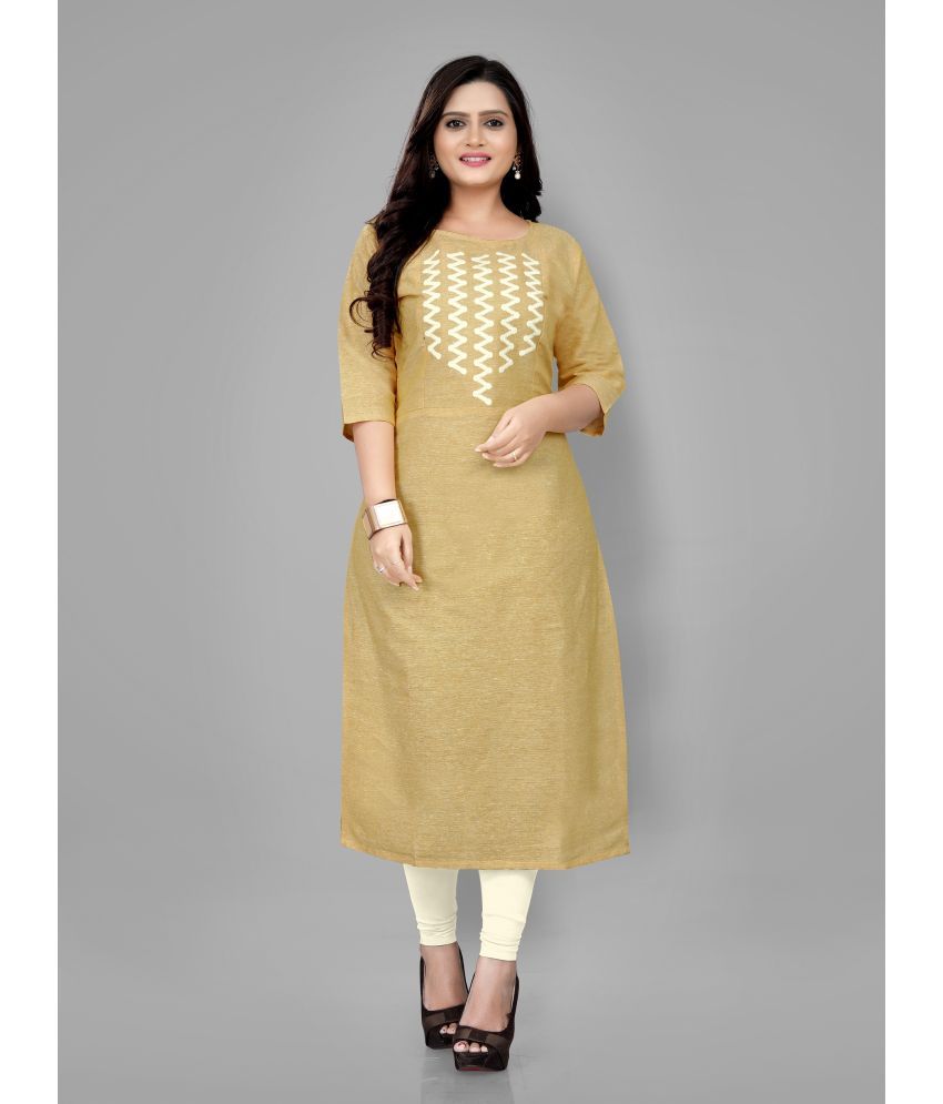     			RIAANA - Yellow Cotton Women's Straight Kurti ( Pack of 1 )