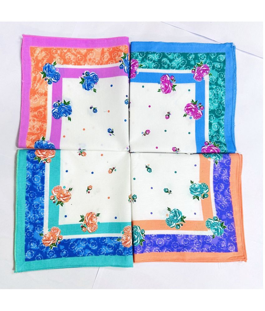     			Royal Mart Premium Cotton Handkerchiefs – 13*13 Colorful Prints for Women/Girls (Pack of 04, Multicolor. Designs Will Vary as per Availability