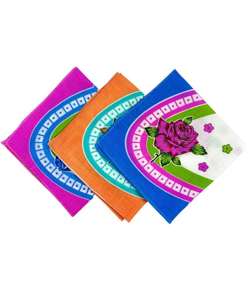     			Royal Mart Premium Cotton Handkerchiefs - 11*11 Colorful Prints for Women/Girls (Pack of 03, Multicolor. Designs Will Vary as per Availability