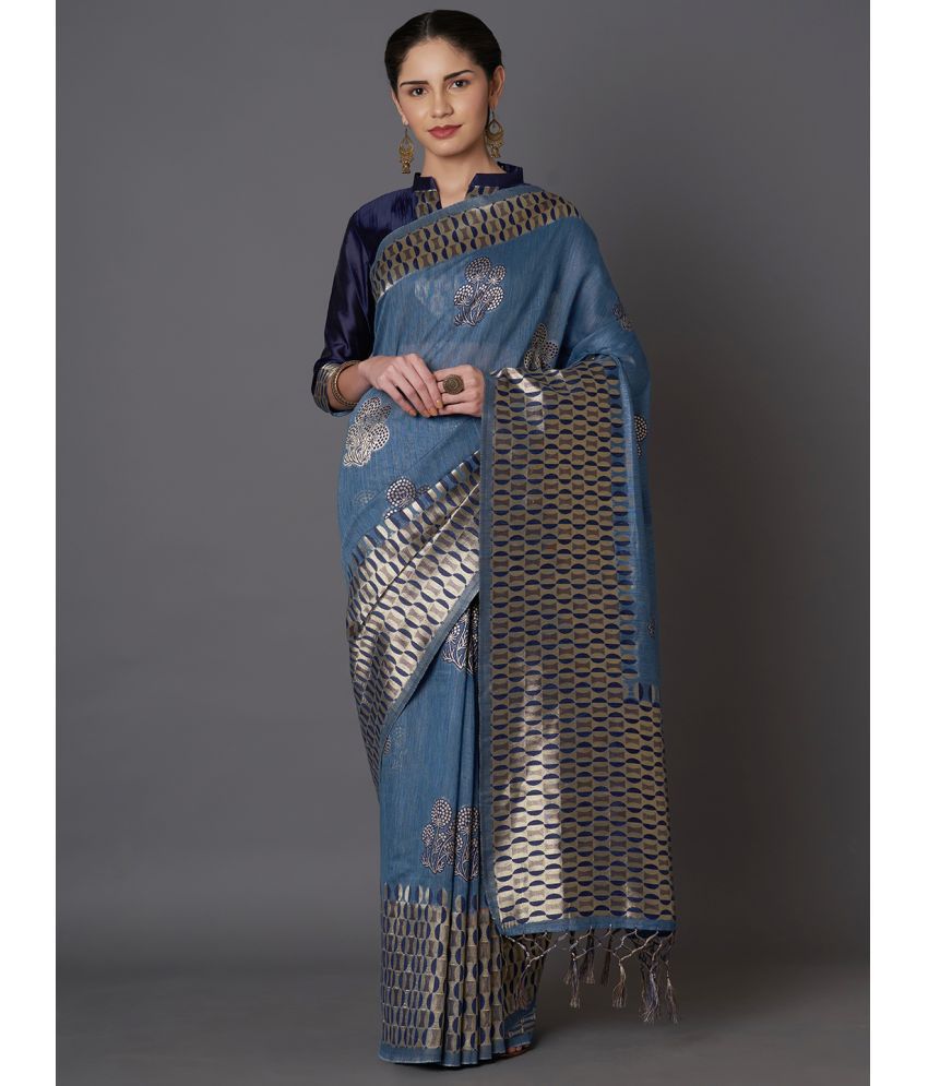     			SareeShop Designer SareeS - Blue Banarasi Silk Saree With Blouse Piece ( Pack of 1 )