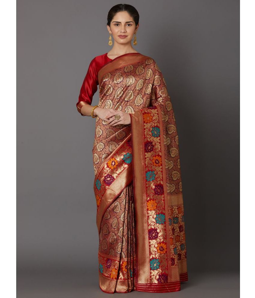     			SareeShop Designer SareeS - Orange Cotton Silk Saree With Blouse Piece ( Pack of 1 )