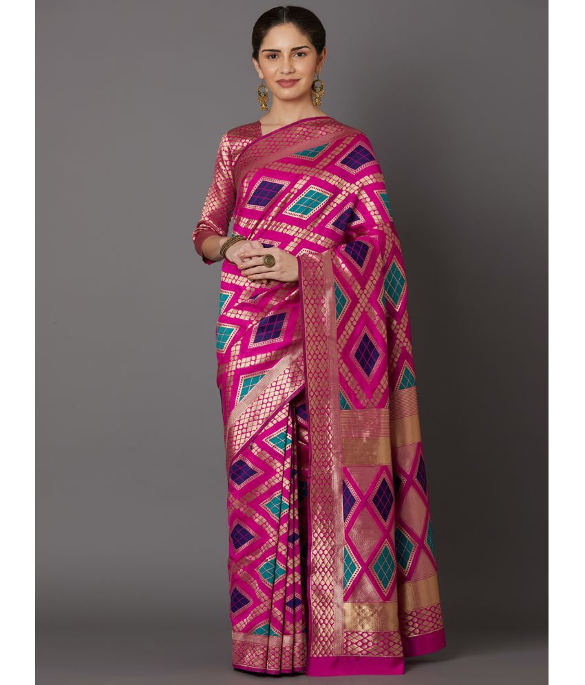     			SareeShop Designer SareeS - Pink Banarasi Silk Saree With Blouse Piece ( Pack of 1 )