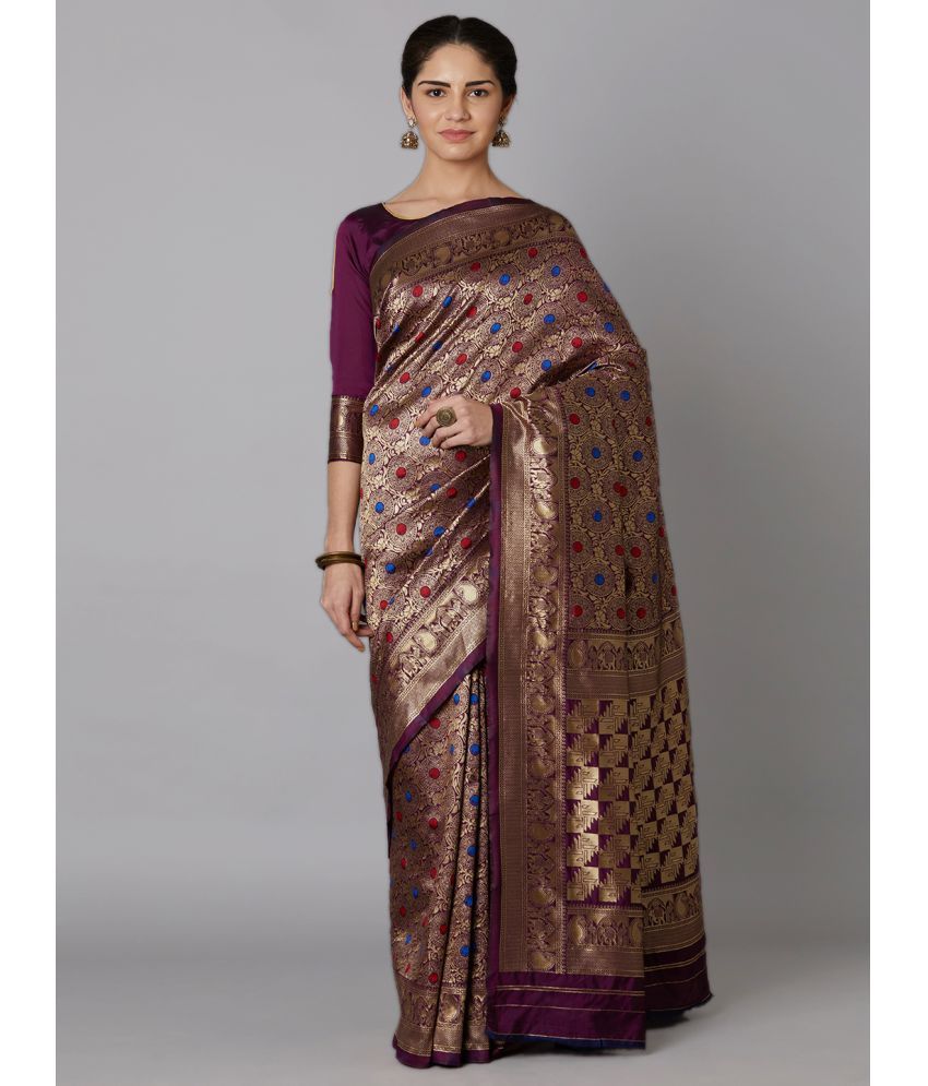     			SareeShop Designer SareeS - Purple Cotton Silk Saree With Blouse Piece ( Pack of 1 )