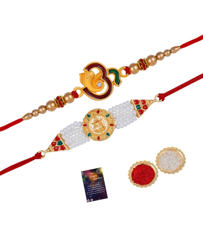     			Silver Shine - Red Religious Rakhi ( Pack of 2 )