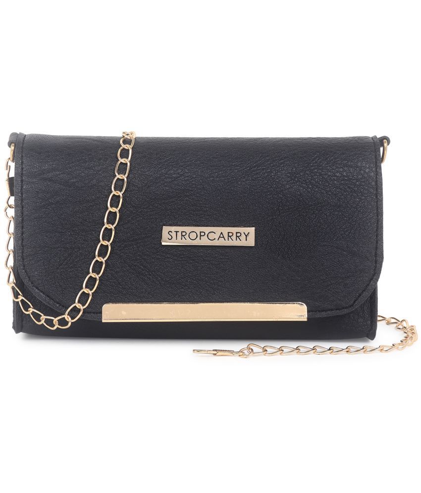     			Stropcarry - Black Faux Leather Sling Bag