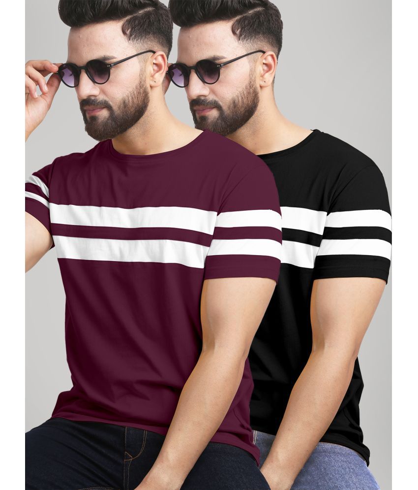     			AUSK - Black Cotton Blend Regular Fit Men's T-Shirt ( Pack of 2 )