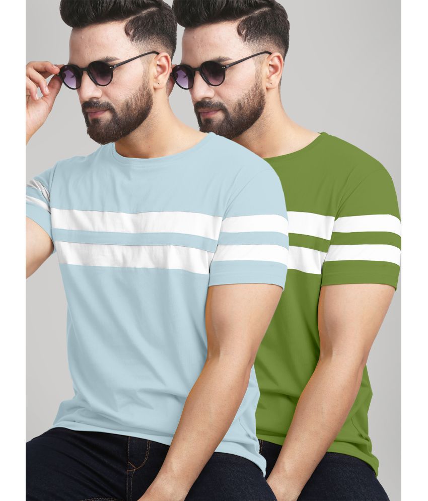     			AUSK - Green Cotton Blend Regular Fit Men's T-Shirt ( Pack of 2 )