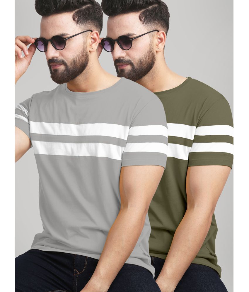     			AUSK - Grey Cotton Blend Regular Fit Men's T-Shirt ( Pack of 2 )