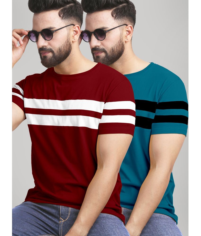     			AUSK Pack of 2 Cotton Blend Regular Fit Men's T-Shirt ( Maroon )