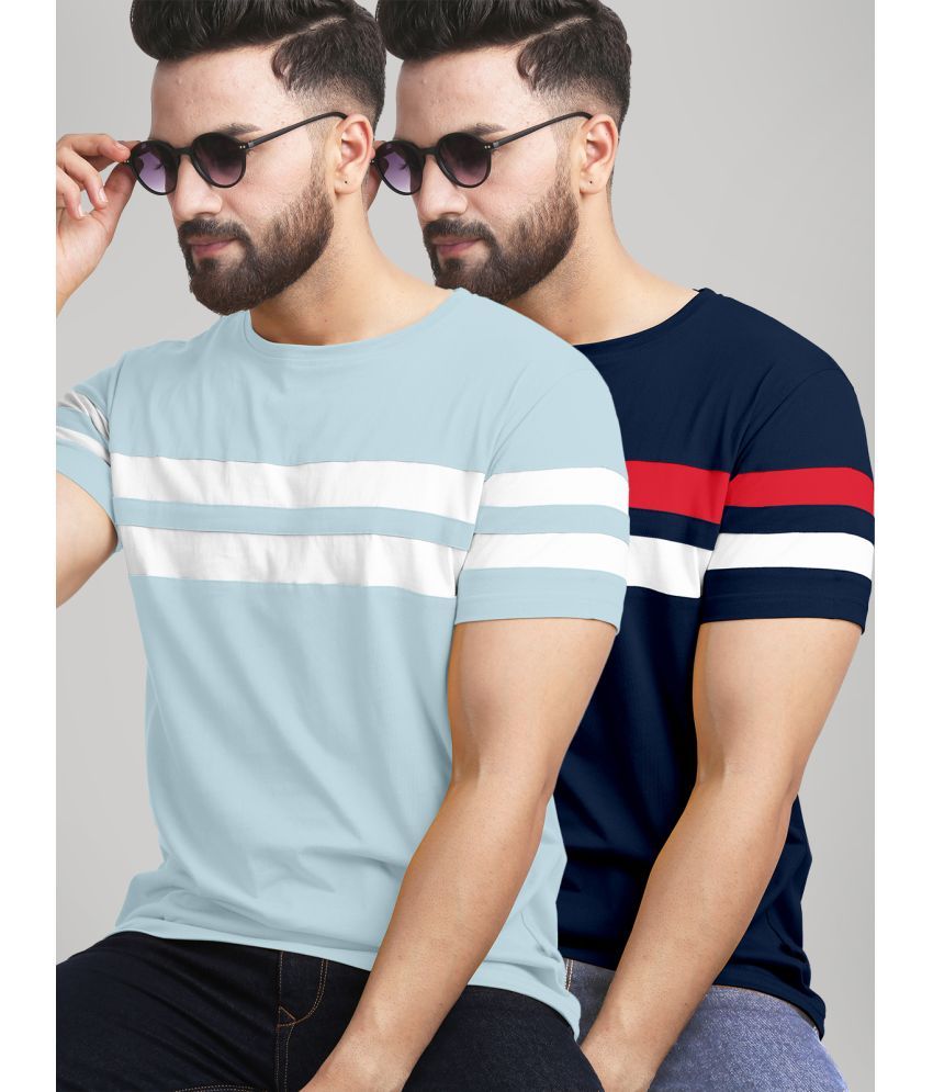     			AUSK - Multicolor Cotton Blend Regular Fit Men's T-Shirt ( Pack of 2 )