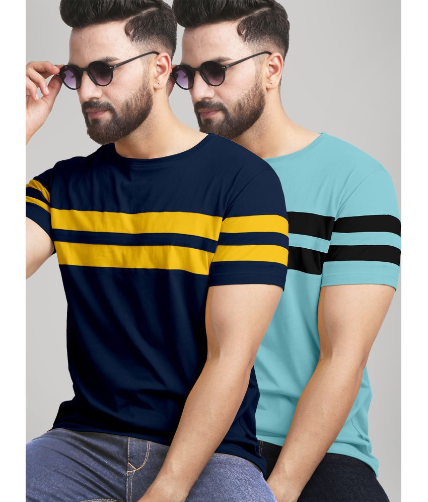     			AUSK - Multicolor Cotton Blend Regular Fit Men's T-Shirt ( Pack of 2 )