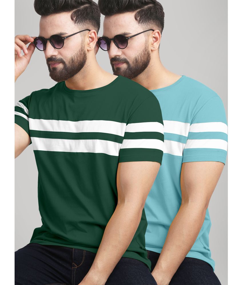     			AUSK - Multicolor Cotton Blend Regular Fit Men's T-Shirt ( Pack of 2 )