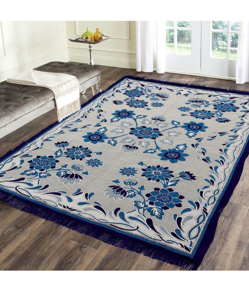     			Zesture Blue Cotton Dhurrie Carpet Abstract 4x6 Ft