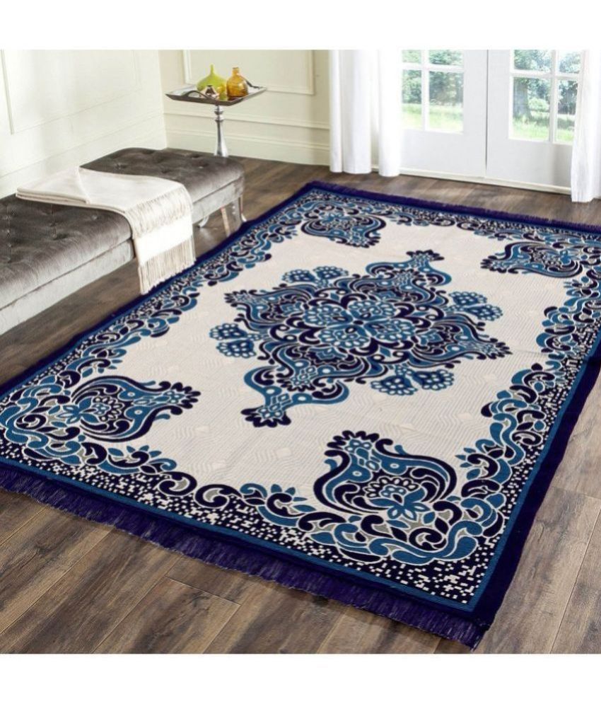     			Zesture Blue Cotton Dhurrie Carpet Abstract 4x6 Ft