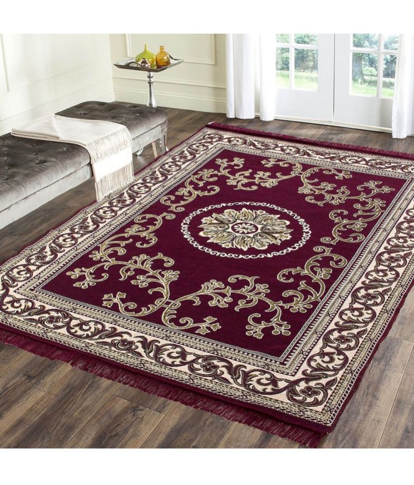     			Zesture Maroon Cotton Dhurrie Carpet Abstract 4x6 Ft
