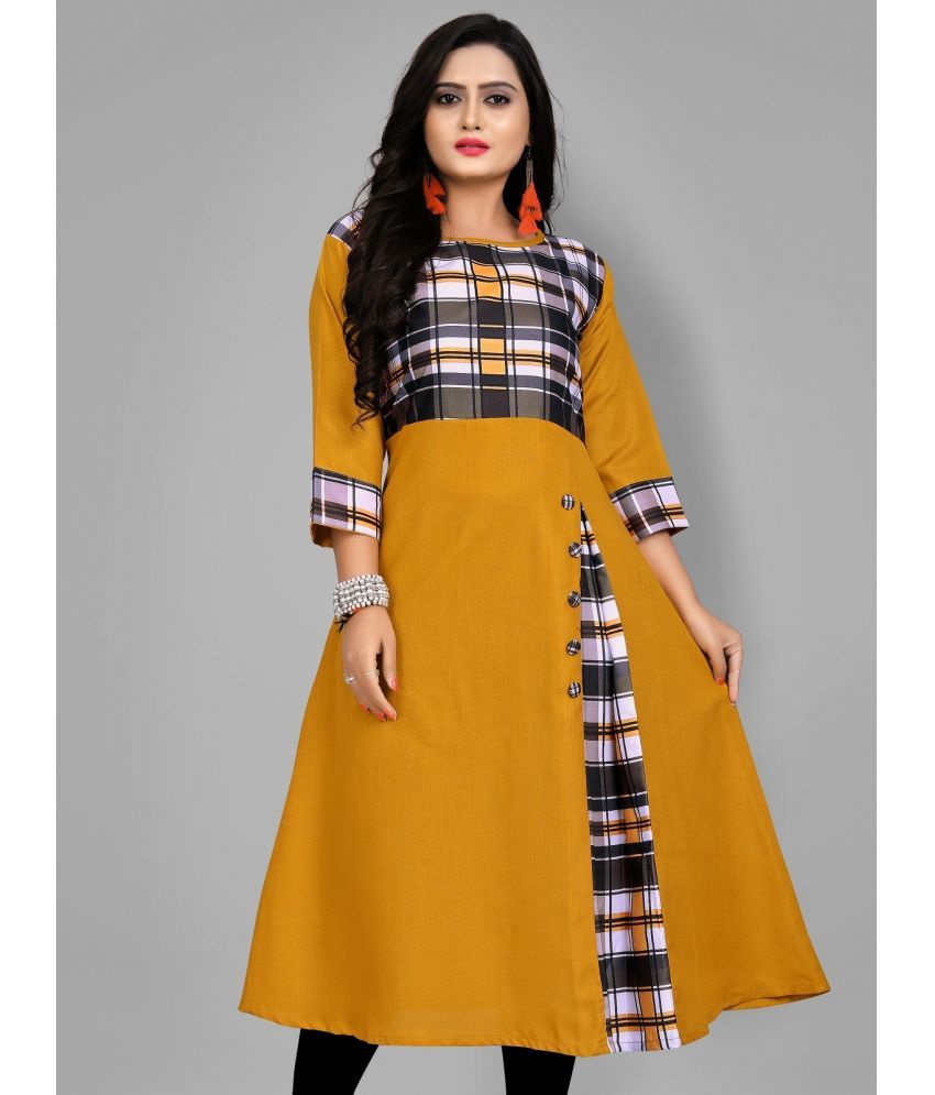     			Hetsa - Yellow Cotton Blend Women's A-line Kurti ( Pack of 1 )