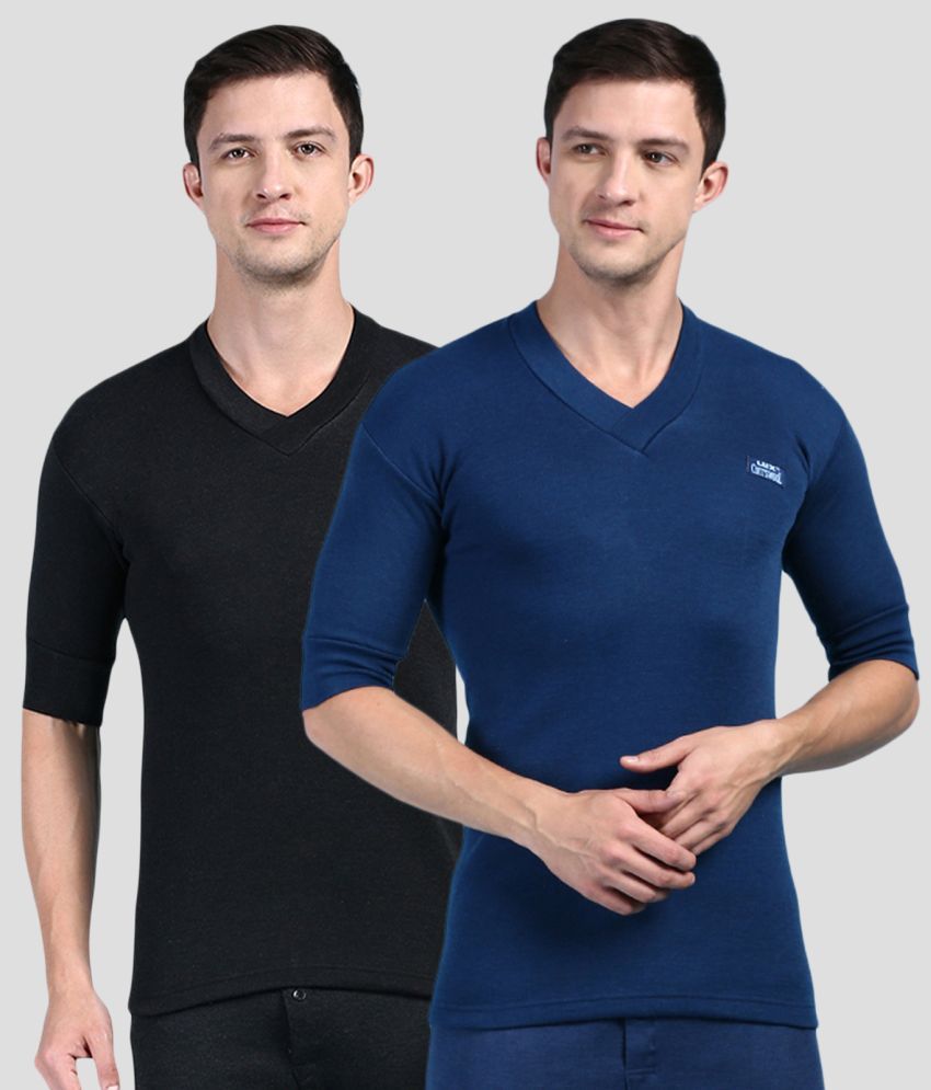     			Pack of 2 Lux Cottswool - Multicolor Cotton Blend Men's Thermal Tops