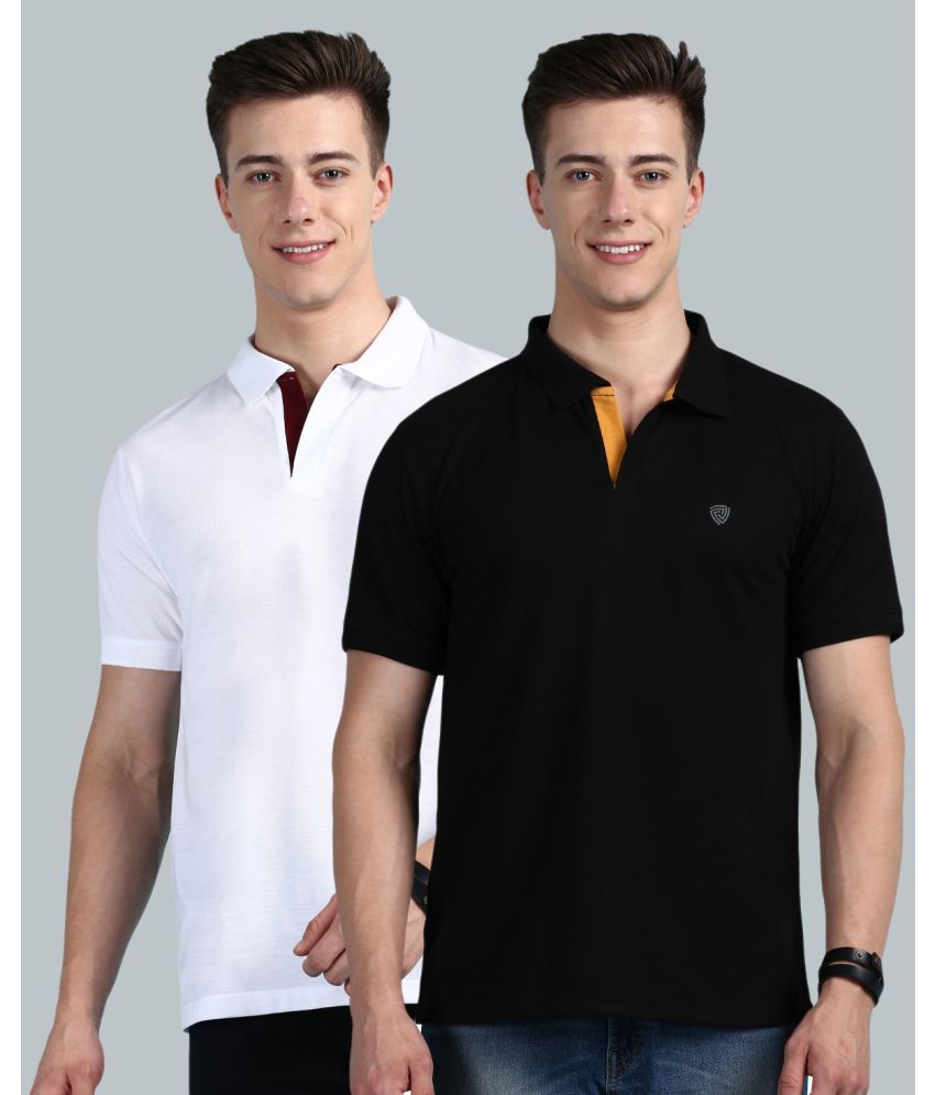     			Lux Cozi Cotton Regular Fit Solid Half Sleeves Men's Polo T Shirt - Black ( Pack of 2 )