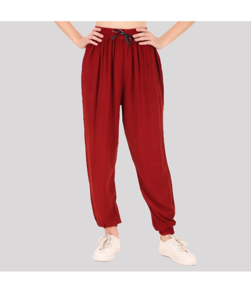     			PP Kurtis - Maroon Rayon Regular Women's Joggers ( Pack of 1 )