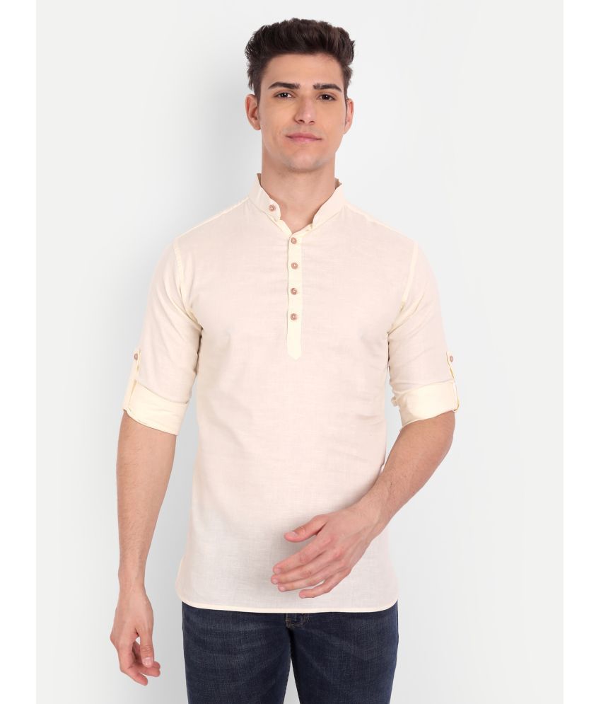     			Vida Loca - Beige Cotton Blend Men's Shirt Style Kurta ( Pack of 1 )