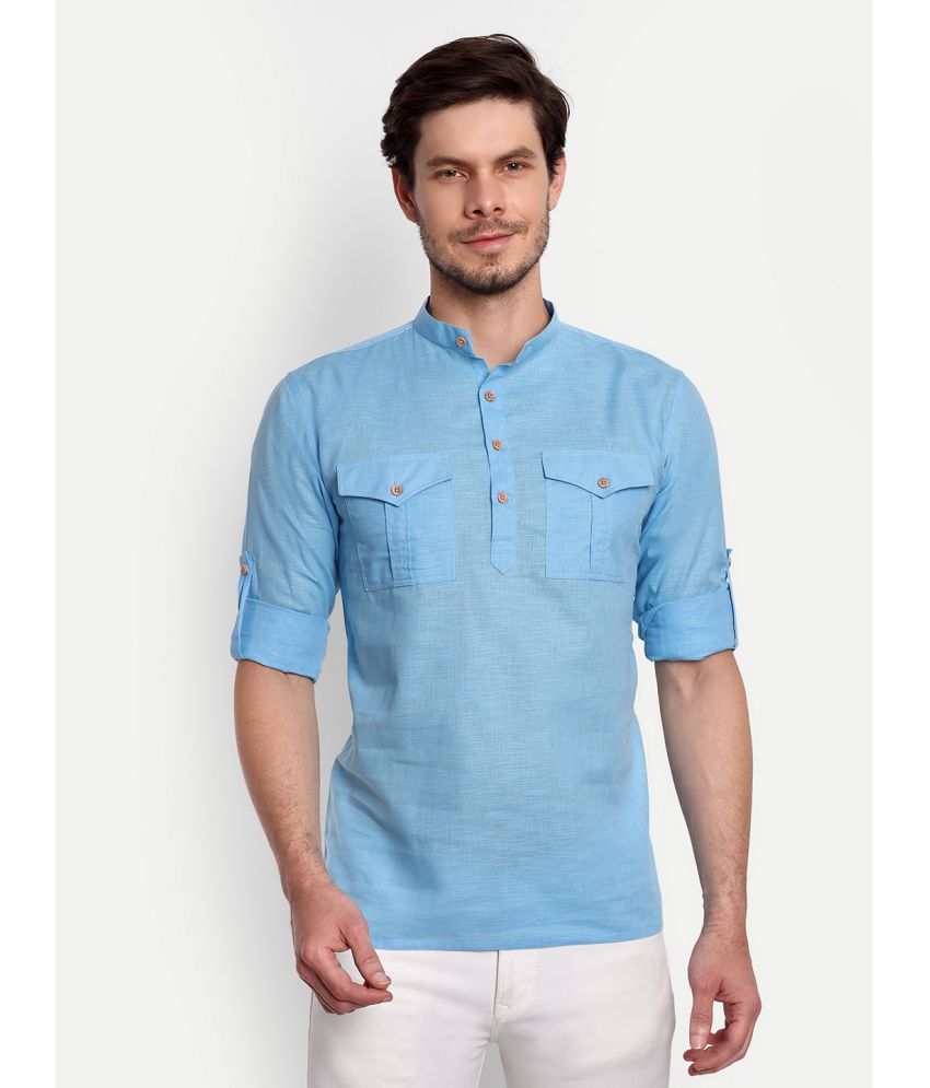     			Vida Loca - Blue Cotton Blend Men's Shirt Style Kurta ( Pack of 1 )