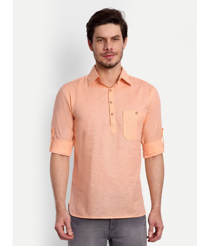     			Vida Loca - Orange Cotton Blend Men's Shirt Style Kurta ( Pack of 1 )