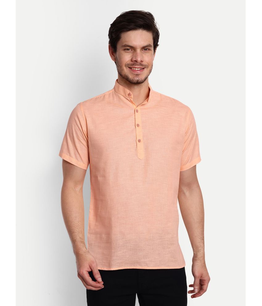     			Vida Loca - Orange Cotton Blend Men's Shirt Style Kurta ( Pack of 1 )