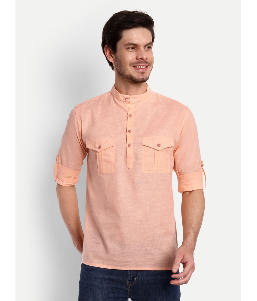     			Vida Loca - Orange Cotton Blend Men's Shirt Style Kurta ( Pack of 1 )