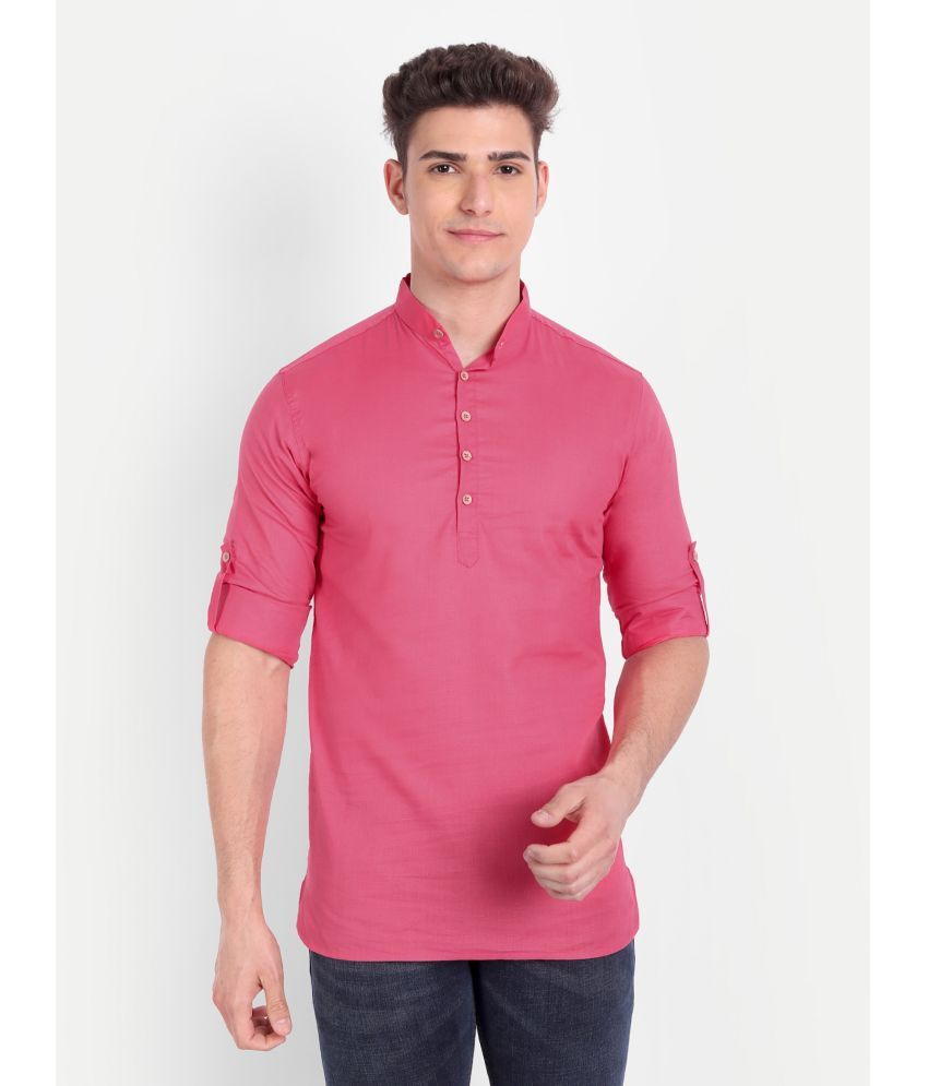     			Vida Loca - Pink Cotton Blend Men's Shirt Style Kurta ( Pack of 1 )