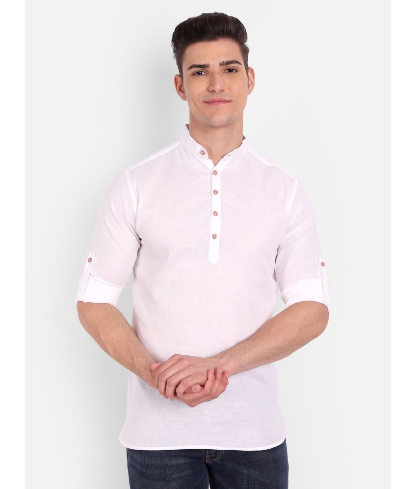     			Vida Loca - White Cotton Blend Men's Shirt Style Kurta ( Pack of 1 )
