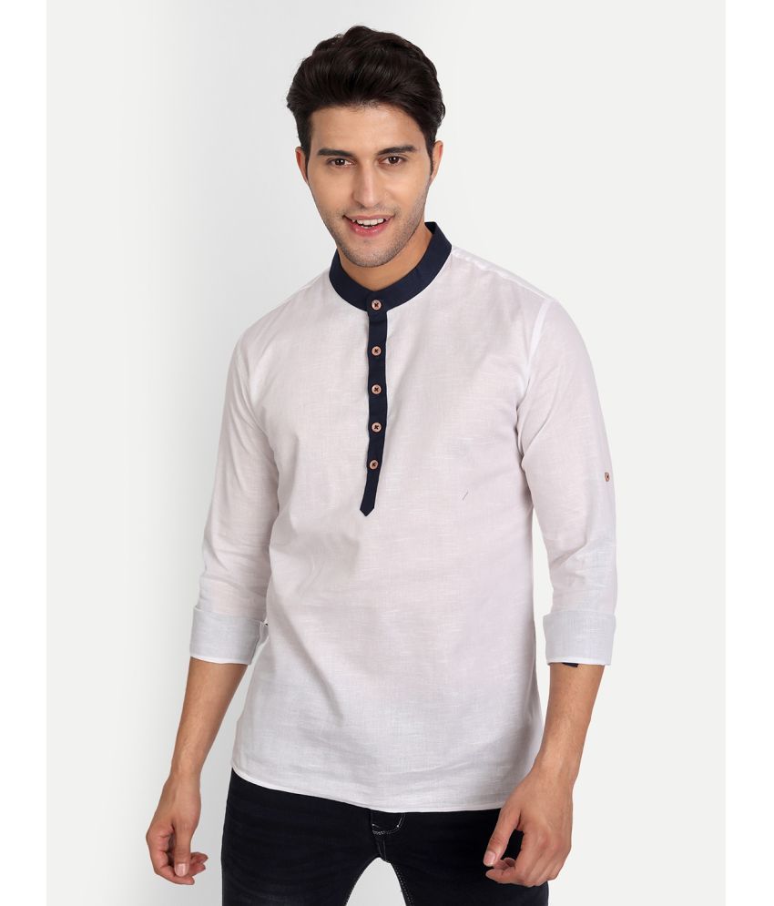     			Vida Loca - White Cotton Blend Men's Shirt Style Kurta ( Pack of 1 )