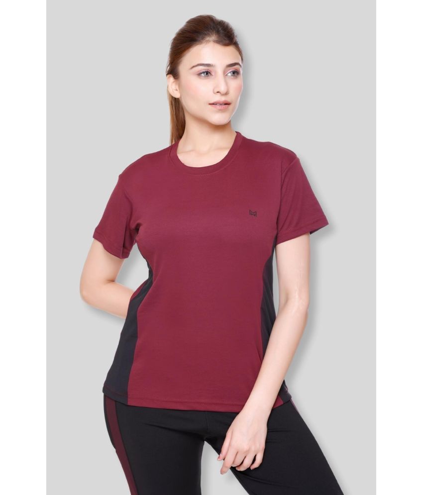     			White Moon Maroon Polyester Lycra Tees - Single