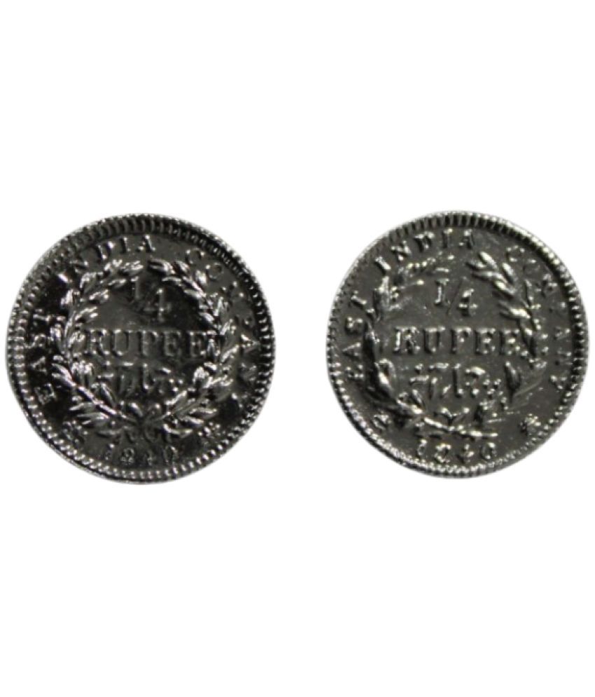     			newWay - Set of 2 - 1/4 Rupee (1840) "Victoria Queen" East India Company Collectible Silverplated Fancy 2 Coins Numismatic Coins