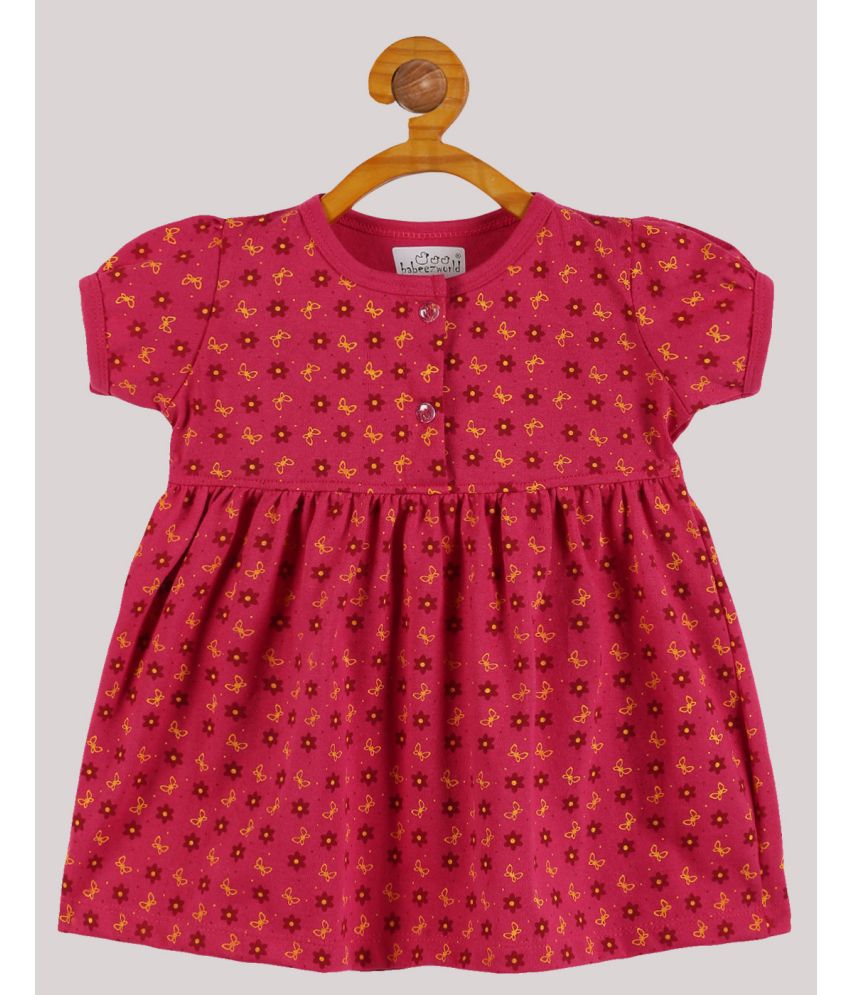     			Babeezworld - Pink Cotton Baby Girl Dress ( Pack of 1 )