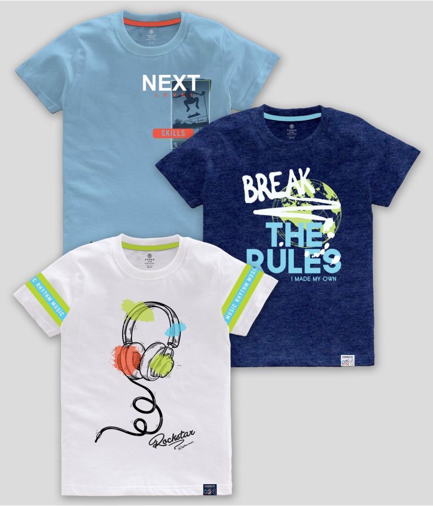     			CODEZ Pack of 3 Boys Cotton Blend T-Shirt ( Multicolor )